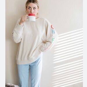 Aerie Cheers Sweatshirt Cozy Neutral Crewneck